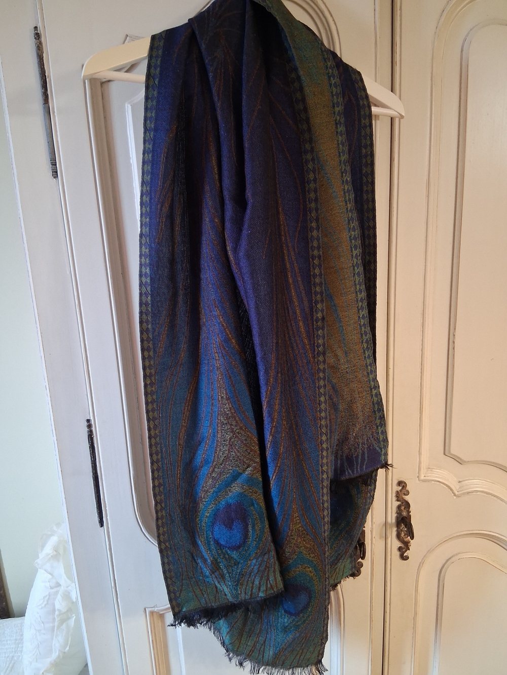 Louis C. Tiffany Peacock Feather Wool Blend Shawl